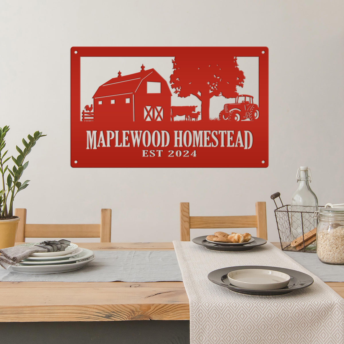 Custom Farm Metal Sign - Personalized Farmhouse Decor - Rustic Entryway Art - Charming Laser Cut Farming Signs - Cute Homestead Wall Hanging