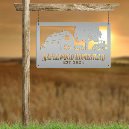 Custom Farm Metal Sign - Personalized Farmhouse Decor - Rustic Entryway Art - Charming Laser Cut Farming Signs - Cute Homestead Wall Hanging