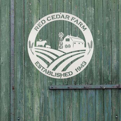 Round Custom Farm Sign With Established Date Metal Sign