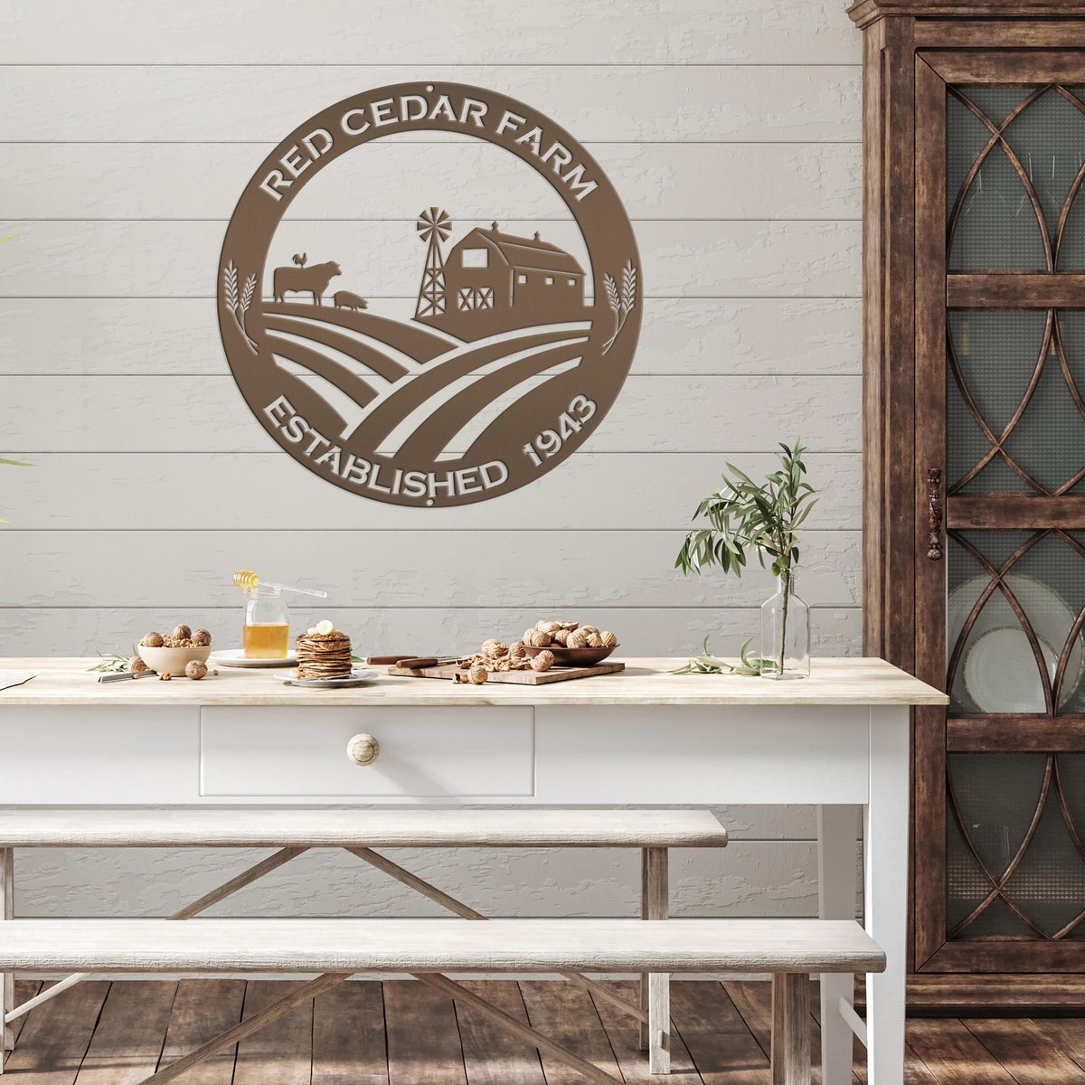 Round Custom Farm Sign With Established Date Metal Sign