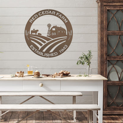 Round Custom Farm Sign With Established Date Metal Sign