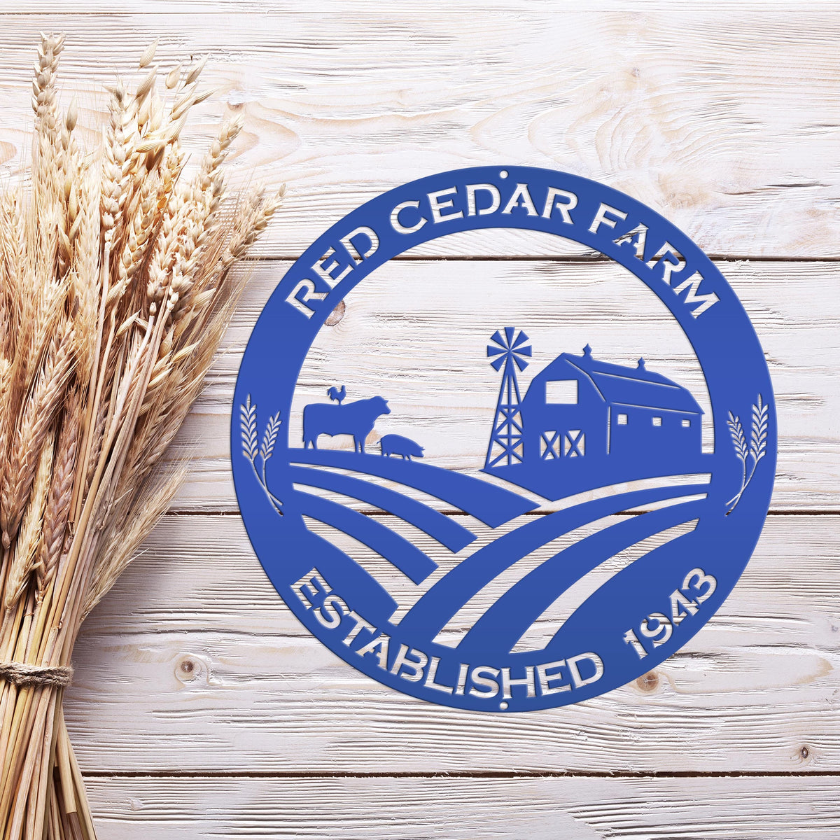 Round Custom Farm Sign With Established Date Metal Sign