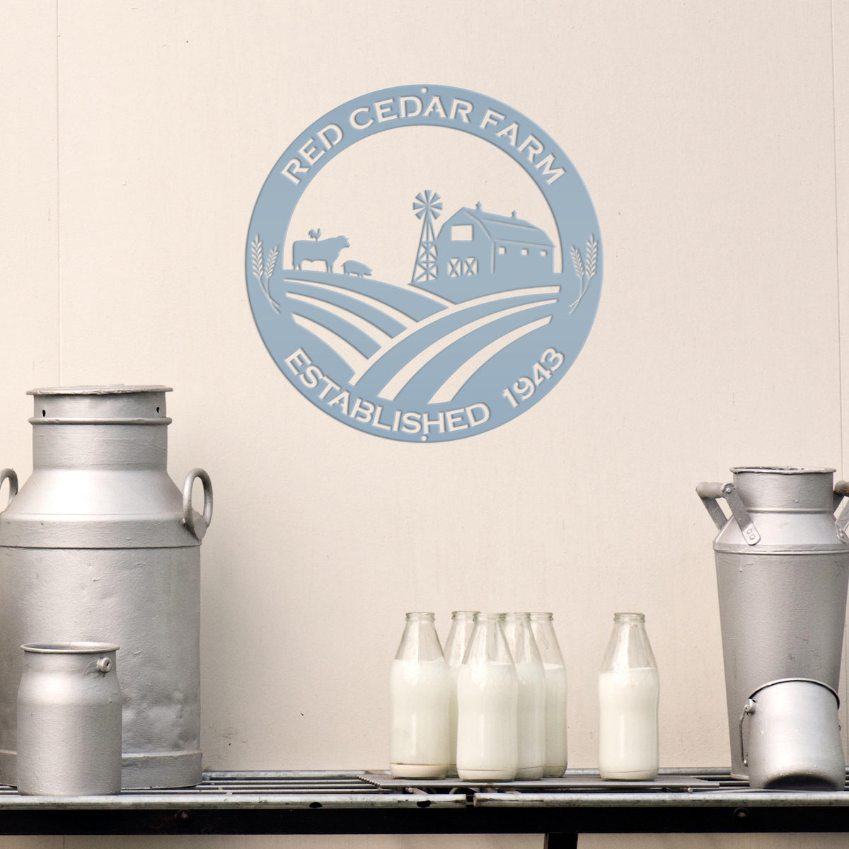 Round Custom Farm Sign With Established Date Metal Sign