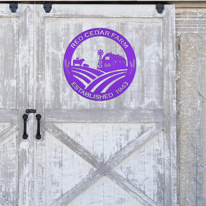 Round Custom Farm Sign With Established Date Metal Sign