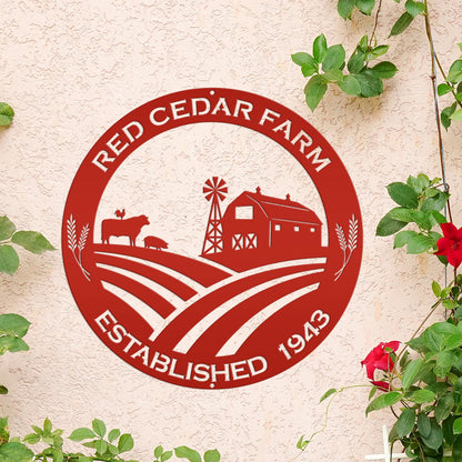 Round Custom Farm Sign With Established Date Metal Sign