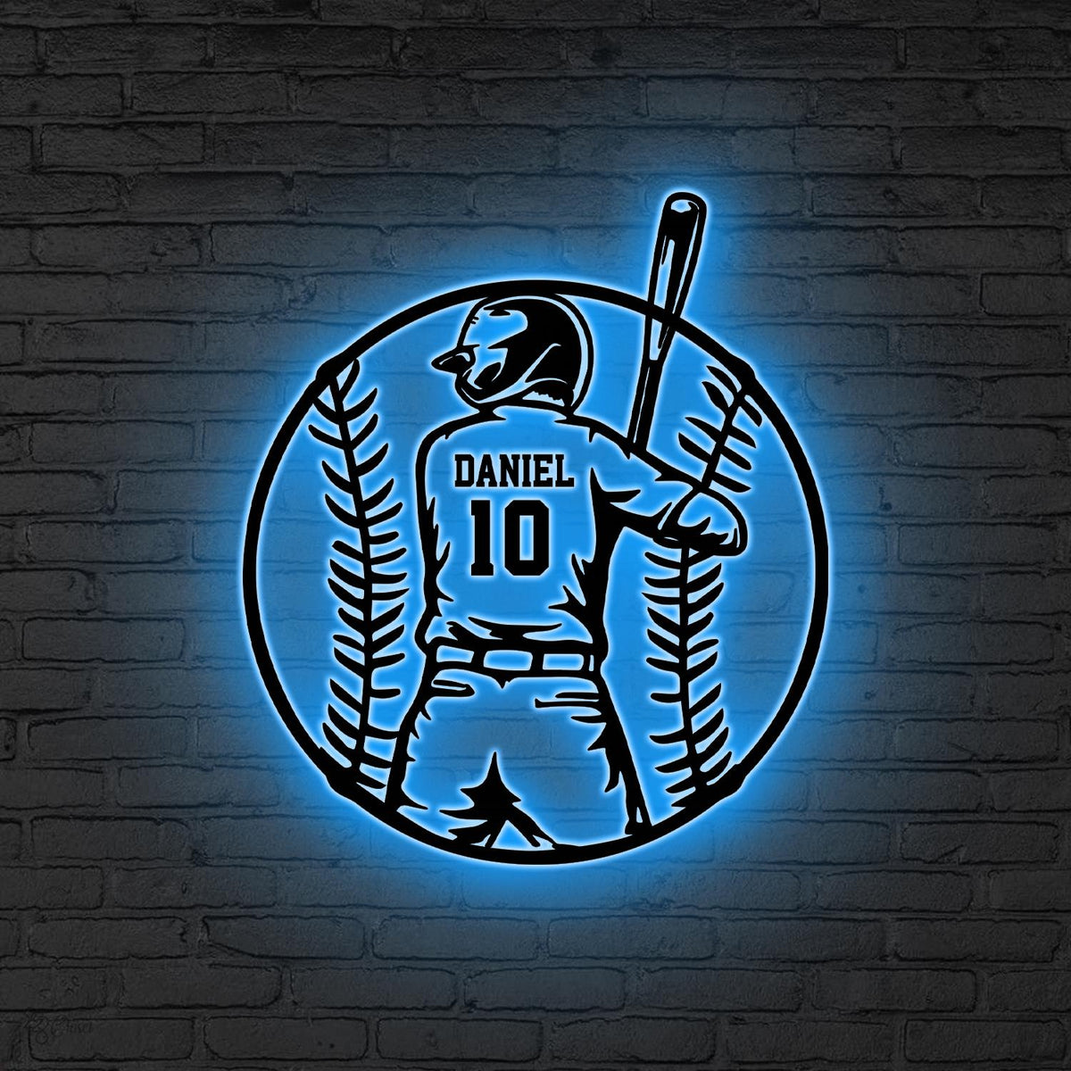 Personalized Baseball Metal Wall Decor LED Lights, Baseball Player Gift Xmas Gift for him Baseball Gift, Kid Room Decor, Baseball Gifts Home