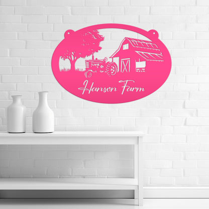 Personalized Tractor and Barn Metal Sign, Family Farm Sign, Personalized Gift