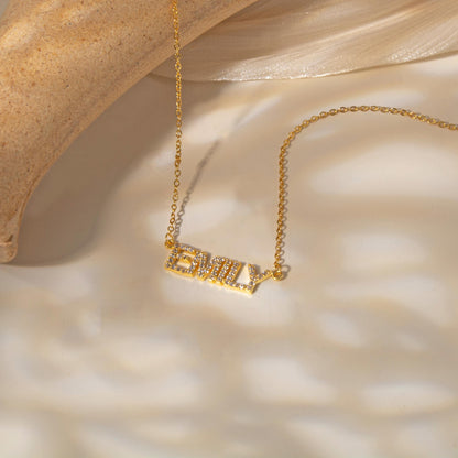 Dainty Diamond Gold Name Necklace, Personalized Pave Name Necklace, Custom Gemstone Letter Necklace, Jewelry Gift for Her, Bridesmaid Gifts