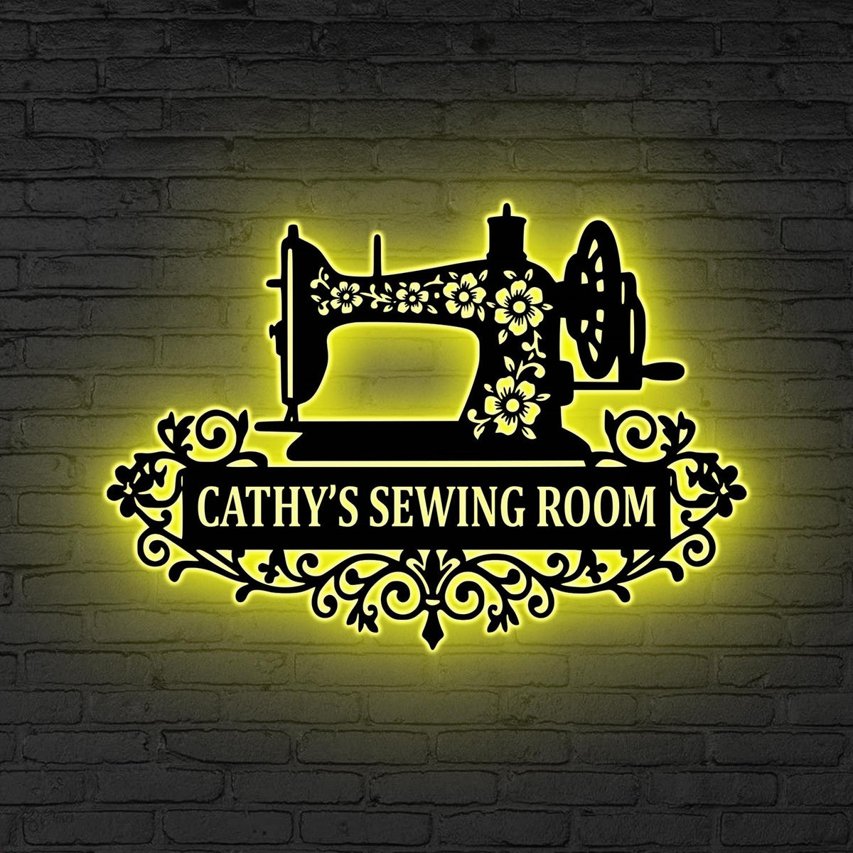 Personalised Metal Sewing Room Sign With Flower LED Lights, Custom Quilting Sign Sewing Room Decor, Gifts for Grandma, Craft Room Decor