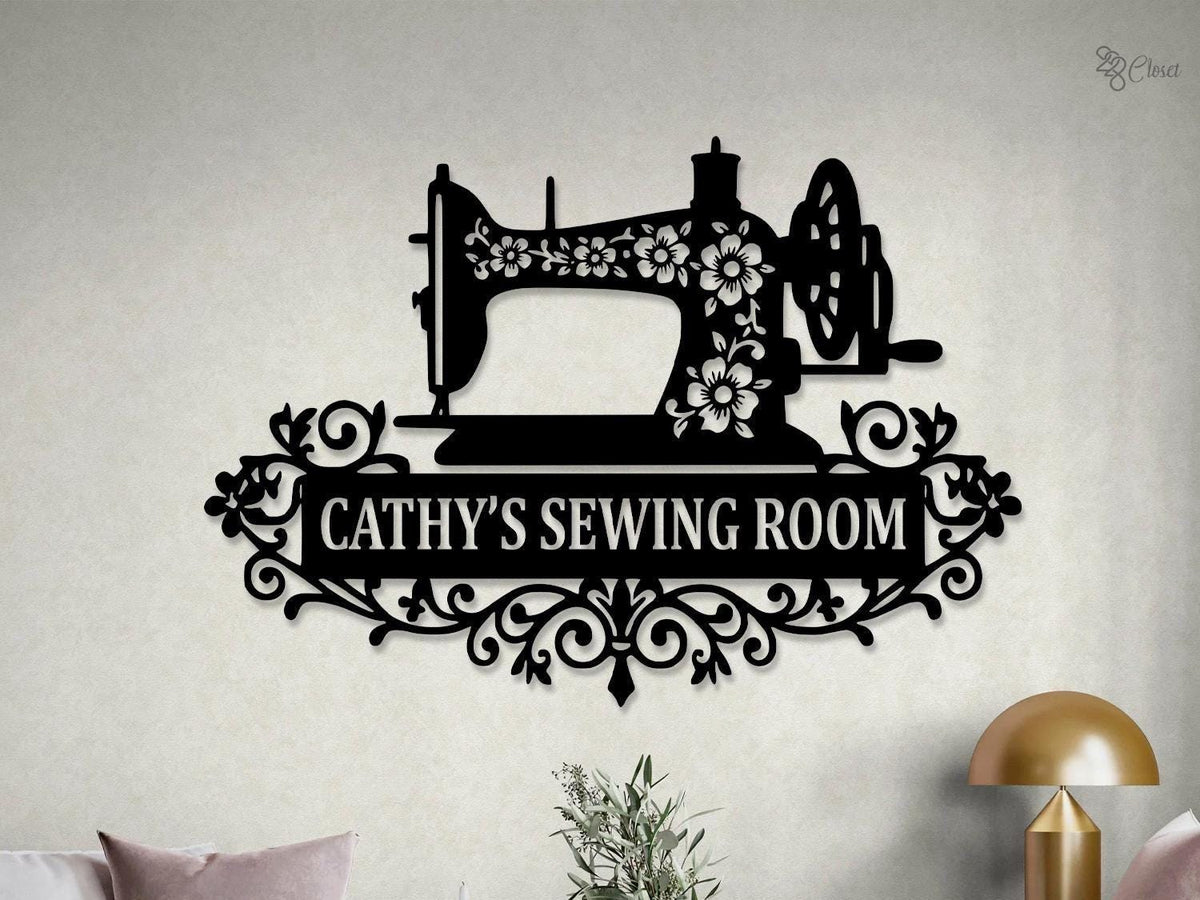 Personalised Metal Sewing Room Sign With Flower LED Lights, Custom Quilting Sign Sewing Room Decor, Gifts for Grandma, Craft Room Decor