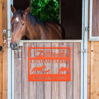 Metal Custom Horse Farm with Established Date Sign