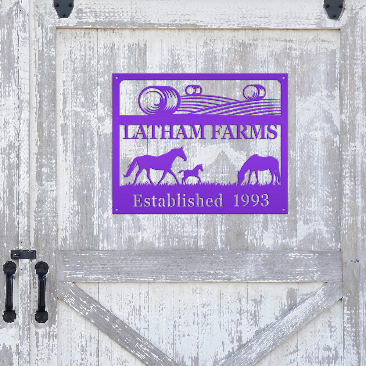 Metal Custom Horse Farm with Established Date Sign