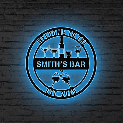 Personalized Bar Metal Wall Art LED Lights, Whiskey Bar Sign,Bar Decor,Custom Pub Sign,Man Cave Decor,Patio Sign, Outdoor Decor Gift for dad