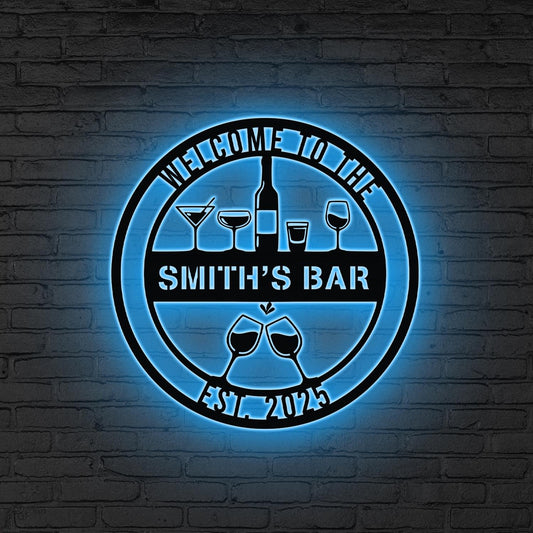 Personalized Bar Metal Wall Art LED Lights, Whiskey Bar Sign,Bar Decor,Custom Pub Sign,Man Cave Decor,Patio Sign, Outdoor Decor Gift for dad
