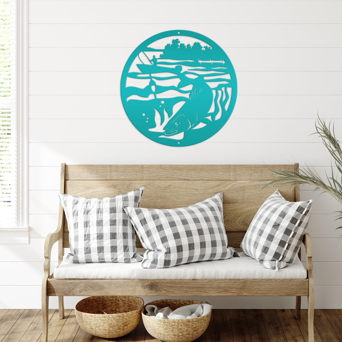 Fishing Scene Metal Sign