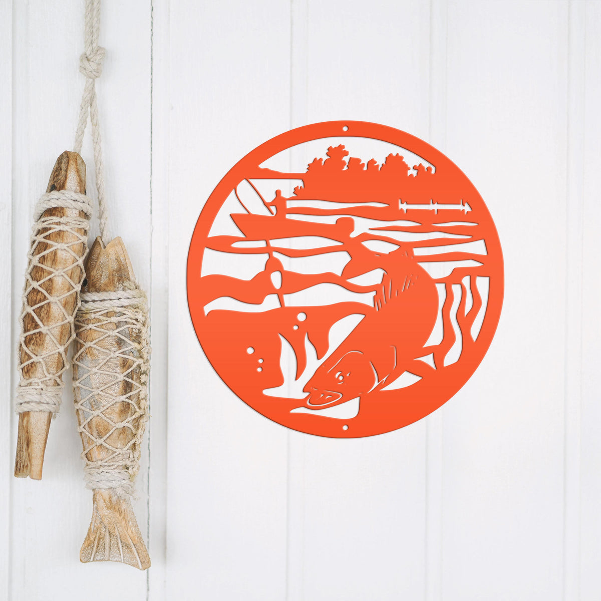 Fishing Scene Metal Sign