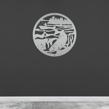 Fishing Scene Metal Sign