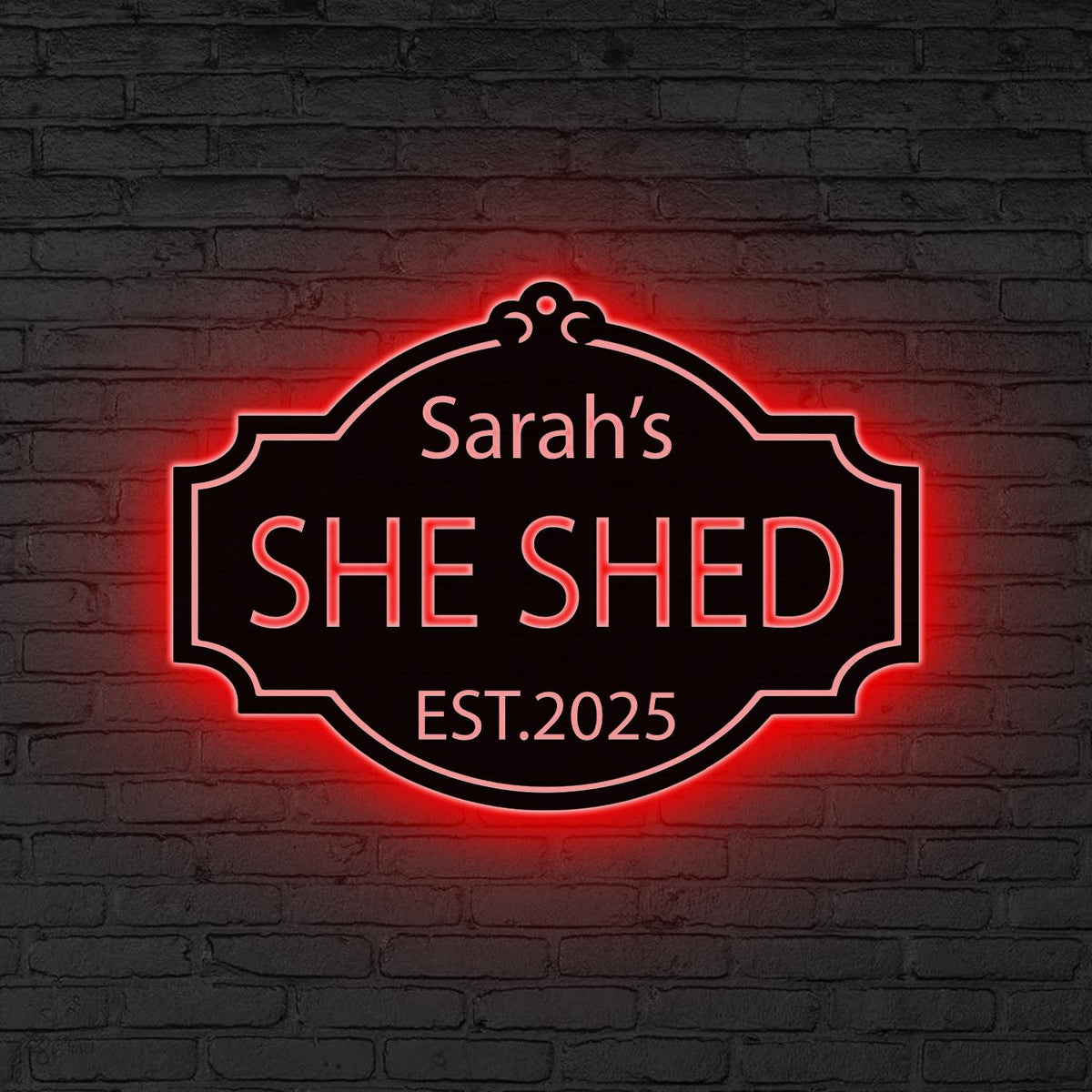 Personalized She Shed Metal Sign with LED Lights, Craft Room Decor, Custom Metal Outdoor Sign, Women Cave Sign, Gift for Her, Outdoor Decor