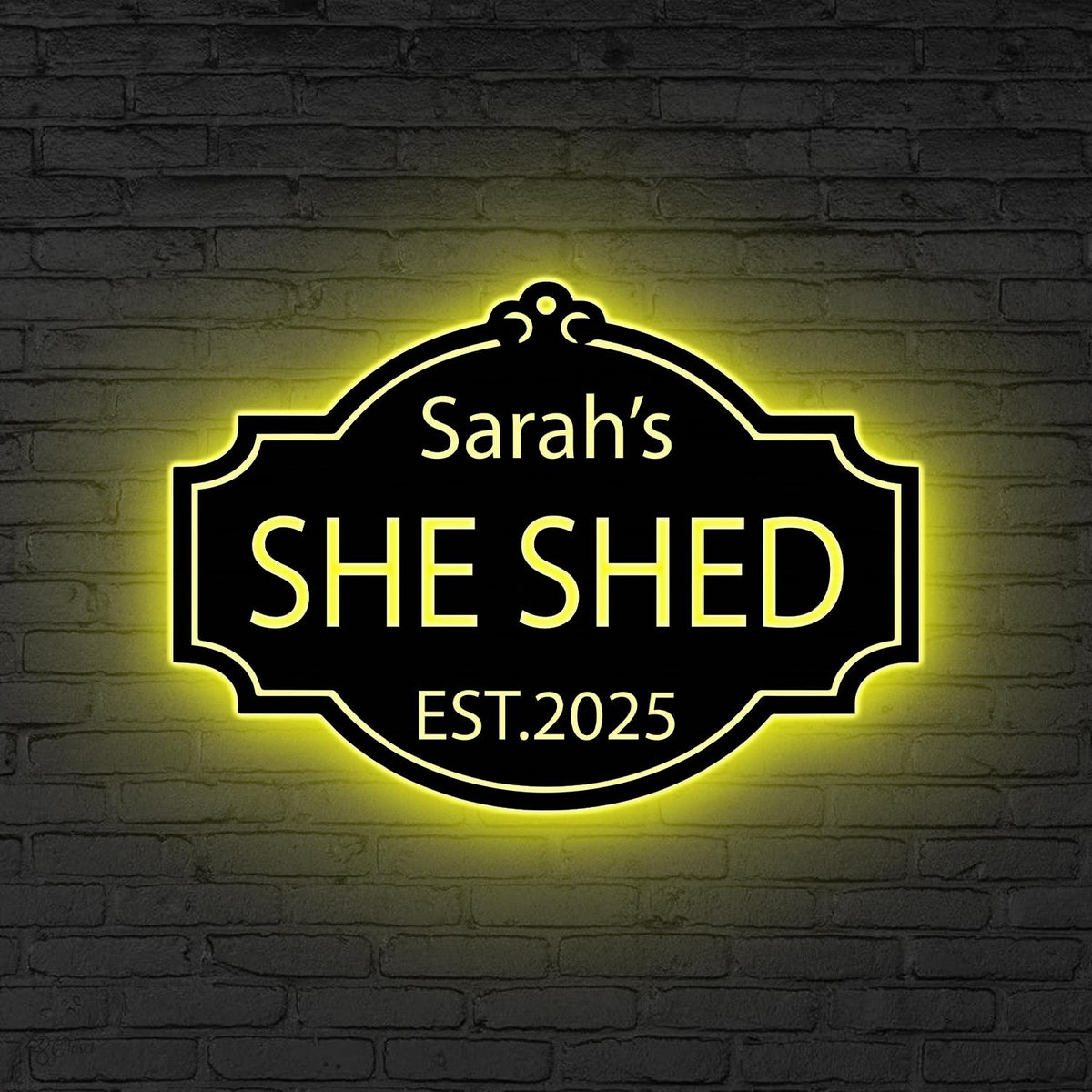 Personalized She Shed Metal Sign with LED Lights, Craft Room Decor, Custom Metal Outdoor Sign, Women Cave Sign, Gift for Her, Outdoor Decor