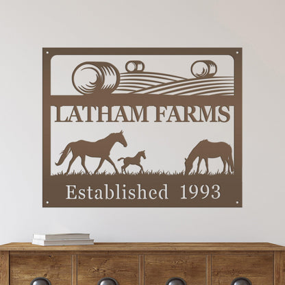 Metal Custom Horse Farm with Established Date Sign