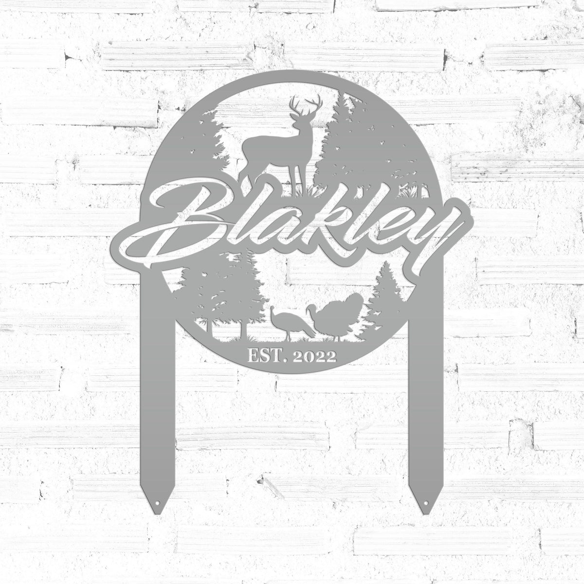 Custom Deer and Turkey Metal Yard Stake - Your Wording Custom Lawn Sign - Precision Laser Cut