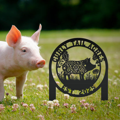 Pig Sign- Farm Address Sign- Custom Farm Decor - Farmhouse Style Decor Sign - Farm Animal Lawn Art - Cute Garden Decor- Personalized Gift
