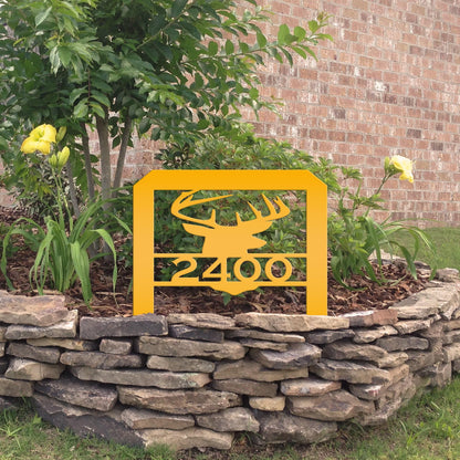 Deer Head Address Yard Stake Sign