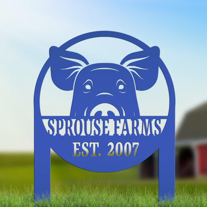 Metal Pig Farm Yard Stake for Personalized Outdoor Decor - Rustic Farmhouse Lawn Ornament - Custom Country Farming Sign - Housewarming Gift