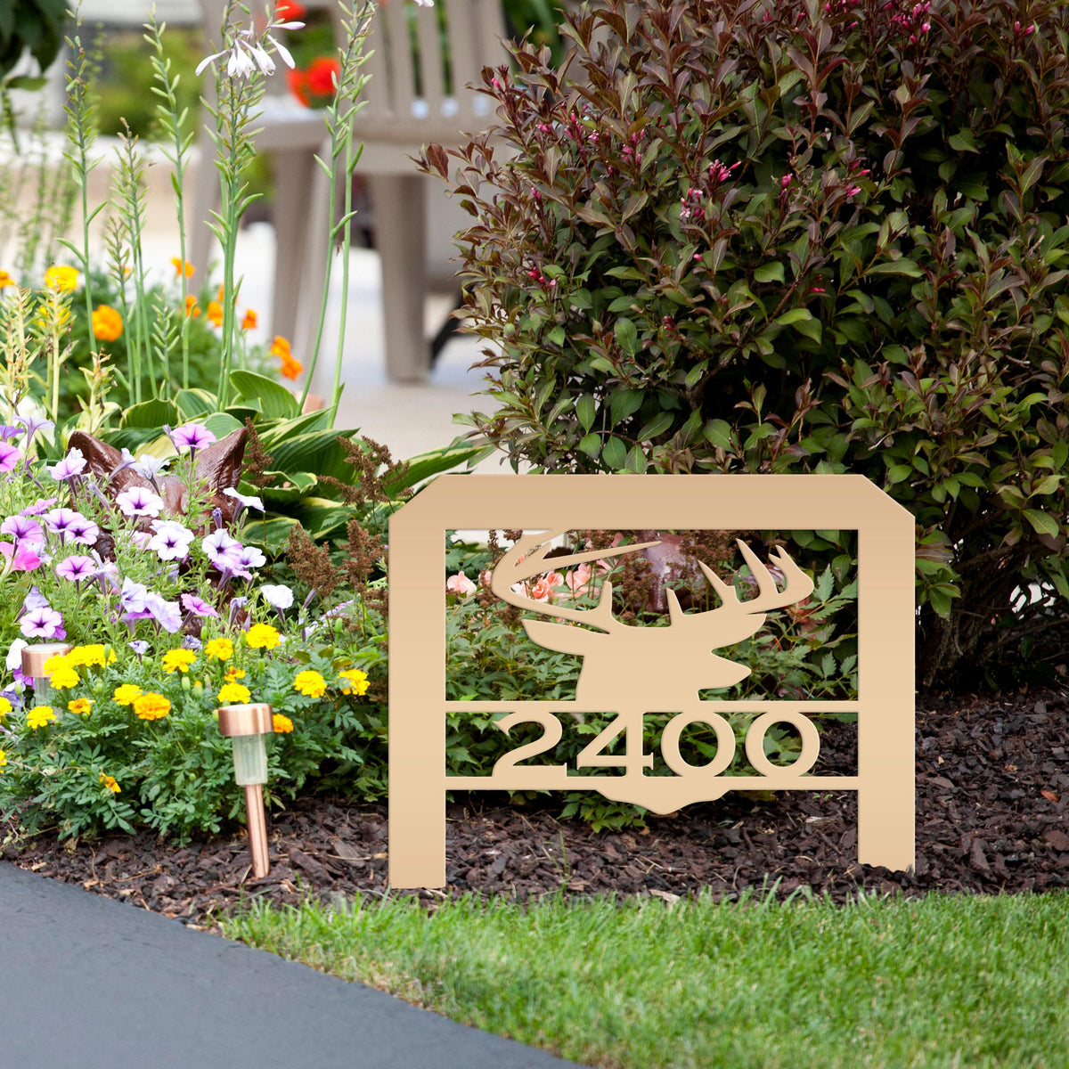 Deer Head Address Yard Stake Sign