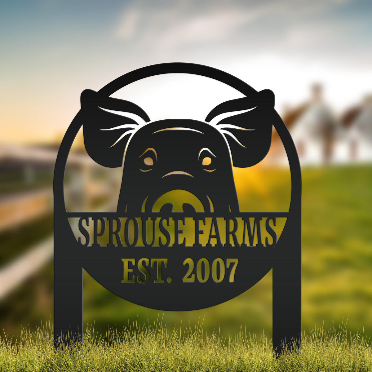 Metal Pig Farm Yard Stake for Personalized Outdoor Decor - Rustic Farmhouse Lawn Ornament - Custom Country Farming Sign - Housewarming Gift