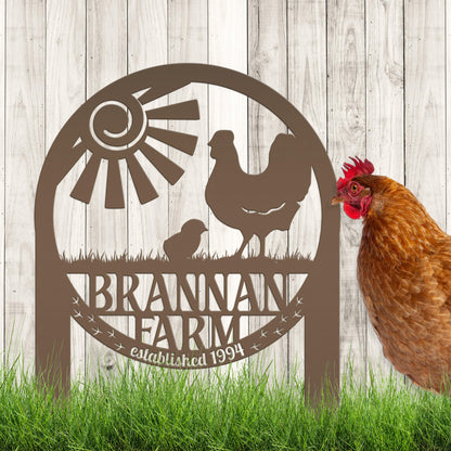 Chicken Coop Yard Sign - Unique Metal Garden Decor - Personalized Chicken Farm Sign - Rustic Farmhouse Lawn Ornament - Housewarming Gift