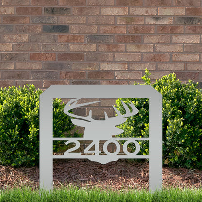Deer Head Address Yard Stake Sign