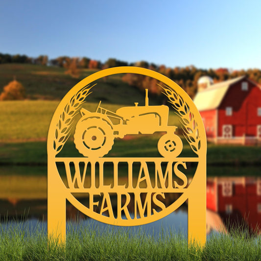 Farm Sign Yard Stake,  Metal Ranch Name Sign, Family Last Name and Established Date Lawn Stake With Wheat, Unique Homestead Gift Idea,