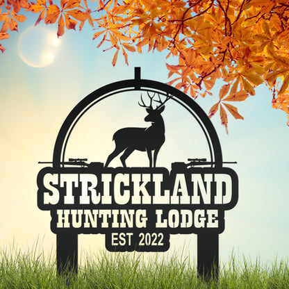 Personalized Deer Lodge Yard Stake - Make Your Own Wording