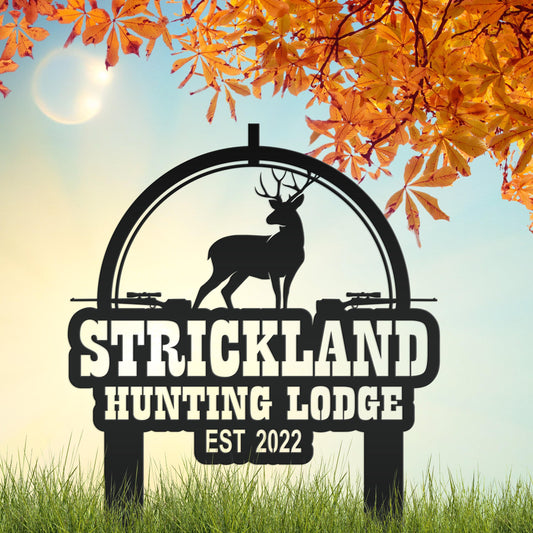 Personalized Deer Lodge Yard Stake - Make Your Own Wording