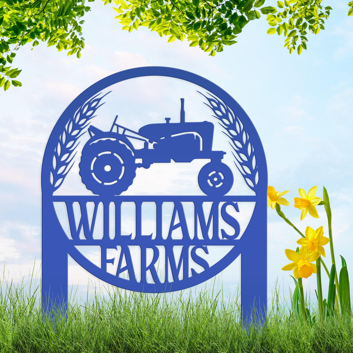 Farm Sign Yard Stake,  Metal Ranch Name Sign, Family Last Name and Established Date Lawn Stake With Wheat, Unique Homestead Gift Idea,