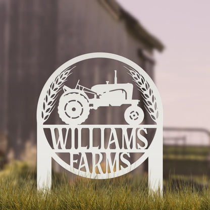 Farm Sign Yard Stake,  Metal Ranch Name Sign, Family Last Name and Established Date Lawn Stake With Wheat, Unique Homestead Gift Idea,