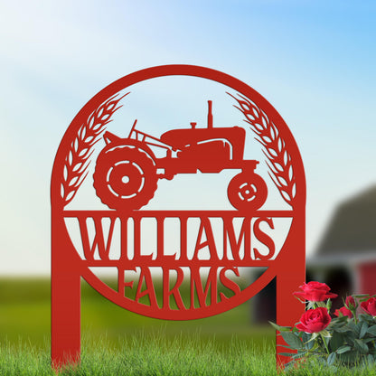 Farm Sign Yard Stake,  Metal Ranch Name Sign, Family Last Name and Established Date Lawn Stake With Wheat, Unique Homestead Gift Idea,