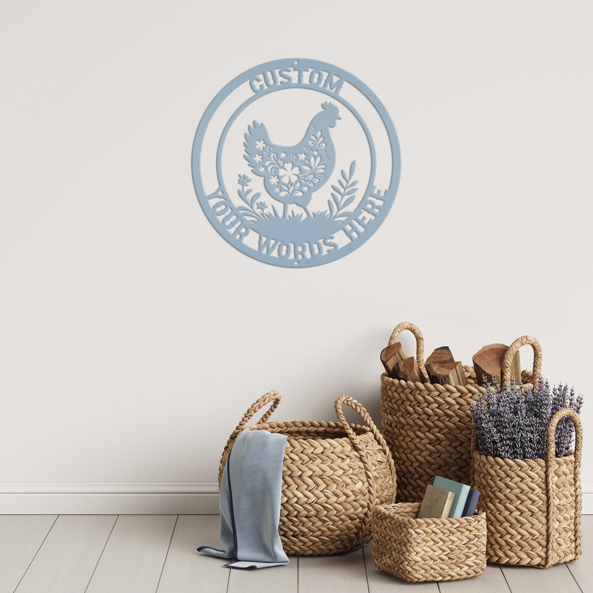 Metal Chicken Sign with Floral Design - Unique Personalized Farm Decor - Charming Custom Chicken Coop Plaque - Rustic Farmhouse Wall Hanging