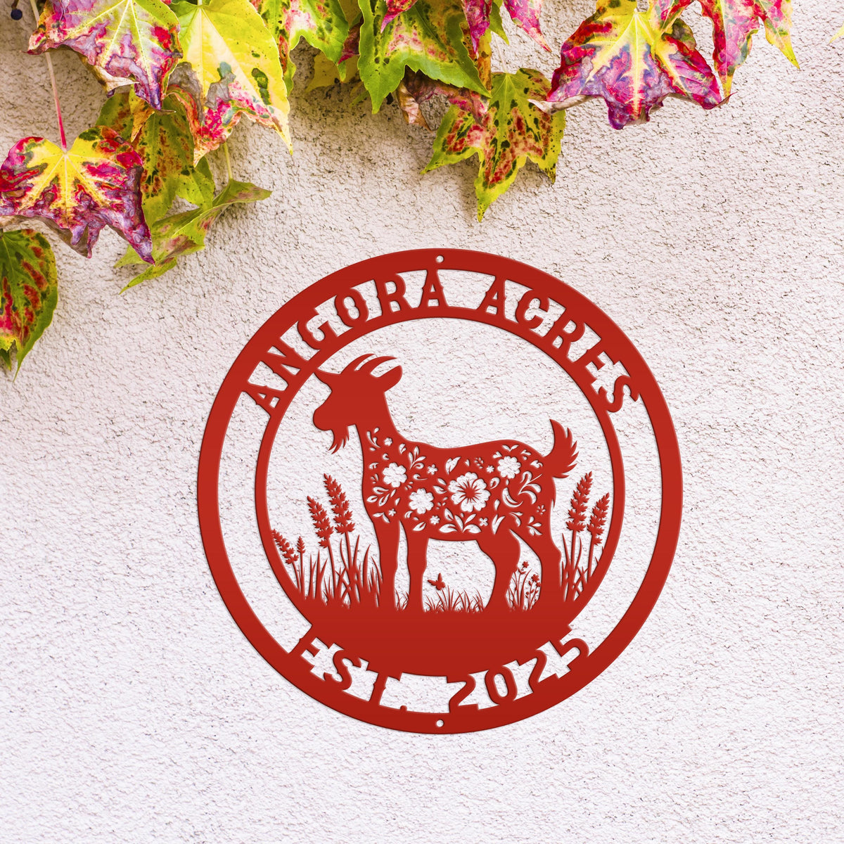 Goat Sign- Metal Farmhouse Decor - Personalized Outdoor Metal Sign - Rustic Wall Hanging - Homestead Animal Wall Art - Unique Farmer Gift