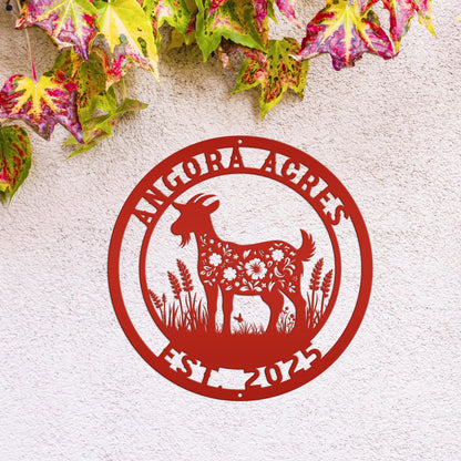 Goat Sign- Metal Farmhouse Decor - Personalized Outdoor Metal Sign - Rustic Wall Hanging - Homestead Animal Wall Art - Unique Farmer Gift