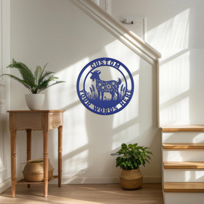 Goat Sign- Metal Farmhouse Decor - Personalized Outdoor Metal Sign - Rustic Wall Hanging - Homestead Animal Wall Art - Unique Farmer Gift