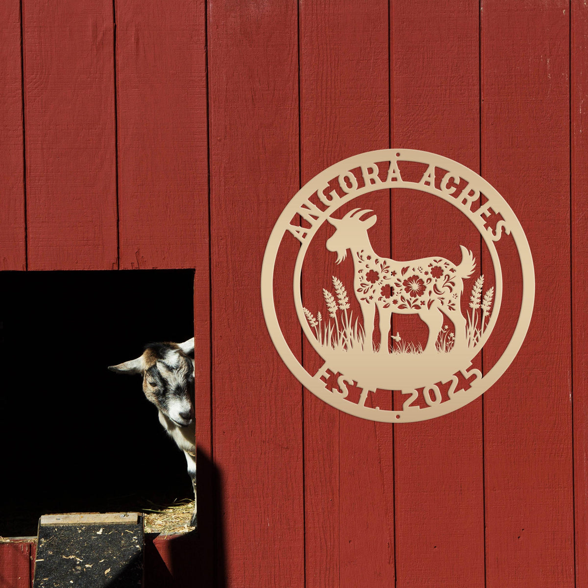 Goat Sign- Metal Farmhouse Decor - Personalized Outdoor Metal Sign - Rustic Wall Hanging - Homestead Animal Wall Art - Unique Farmer Gift
