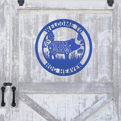 Metal Pig Sign- Rustic Farmhouse Decor - Custom Wall Hangings - Personalized Farmers Gift - Charming Outdoor Front Porch Decor