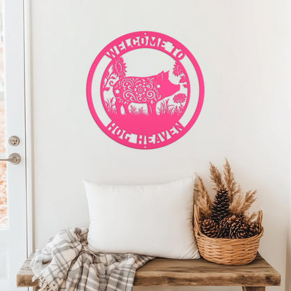 Metal Pig Sign- Rustic Farmhouse Decor - Custom Wall Hangings - Personalized Farmers Gift - Charming Outdoor Front Porch Decor
