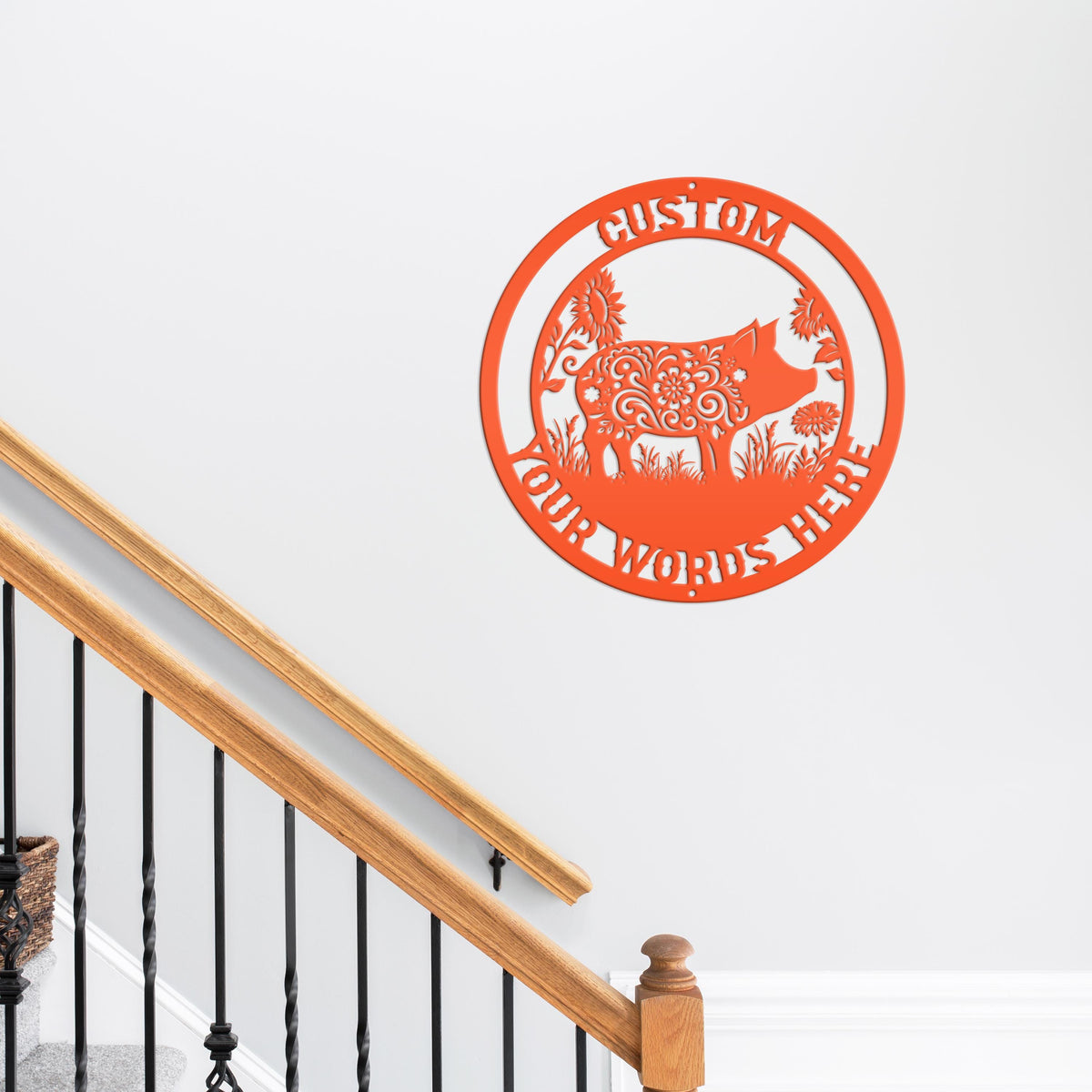 Metal Pig Sign- Rustic Farmhouse Decor - Custom Wall Hangings - Personalized Farmers Gift - Charming Outdoor Front Porch Decor
