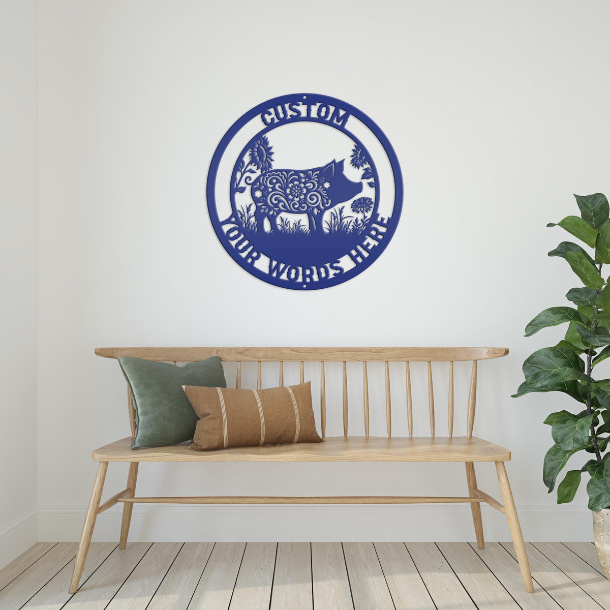 Metal Pig Sign- Rustic Farmhouse Decor - Custom Wall Hangings - Personalized Farmers Gift - Charming Outdoor Front Porch Decor