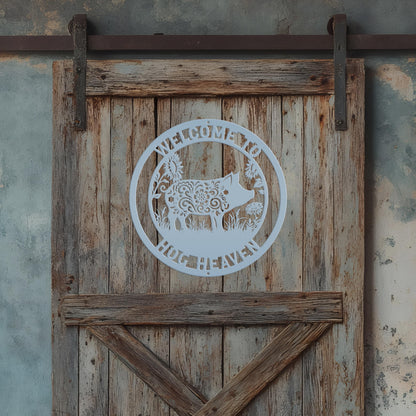 Metal Pig Sign- Rustic Farmhouse Decor - Custom Wall Hangings - Personalized Farmers Gift - Charming Outdoor Front Porch Decor
