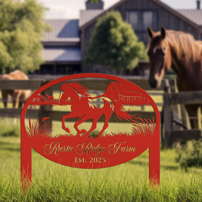 Horse Sign- Custom Outdoor Yard Stake - Customized Garden Stake - Metal Farmhouse Decor - Country Western Horse Art