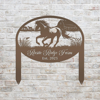 Horse Sign- Custom Outdoor Yard Stake - Customized Garden Stake - Metal Farmhouse Decor - Country Western Horse Art